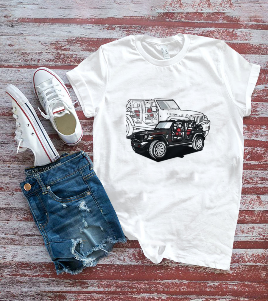 Tunic Jeep Car Illustration With Adventure Elements T-Shirt