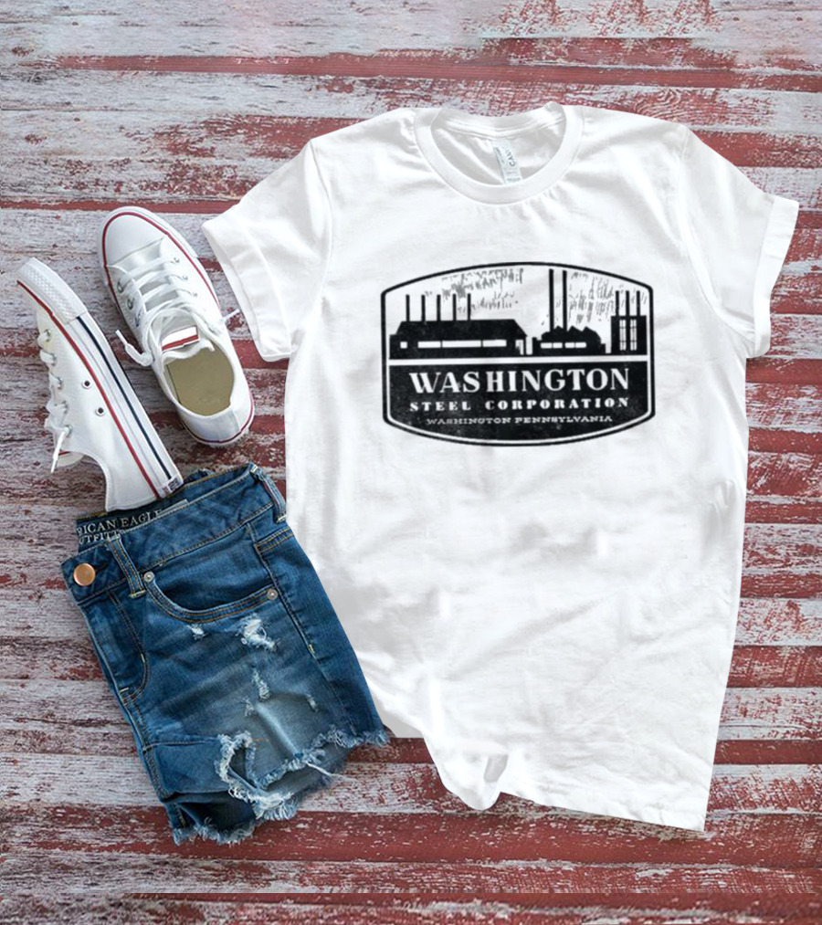 Washington Steel Corporation Washington Pennsylvania Vintage Industrial Look T-Shirt