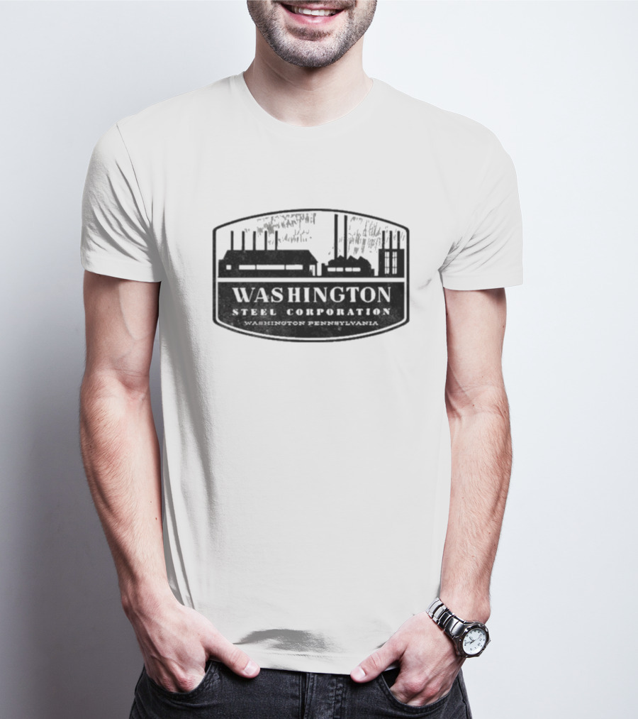 Washington Steel Corporation Washington Pennsylvania Vintage Industrial Look T-Shirt