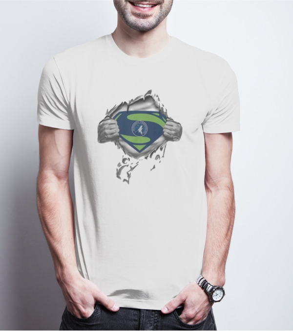Minnesota Timberwolves Superman Logo Fusion T-Shirt