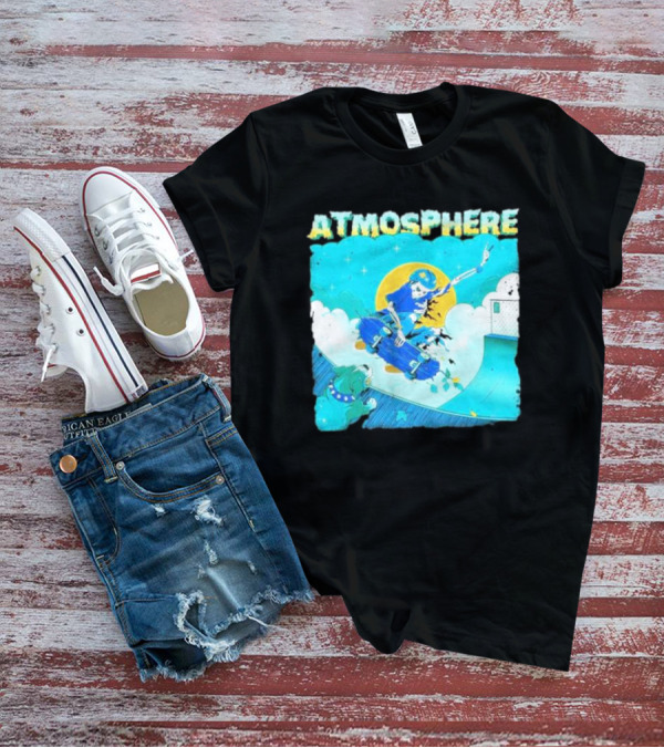 ATMOSPHERE Skateboarding Skeleton Dog Ramp Peace Sign T-Shirt