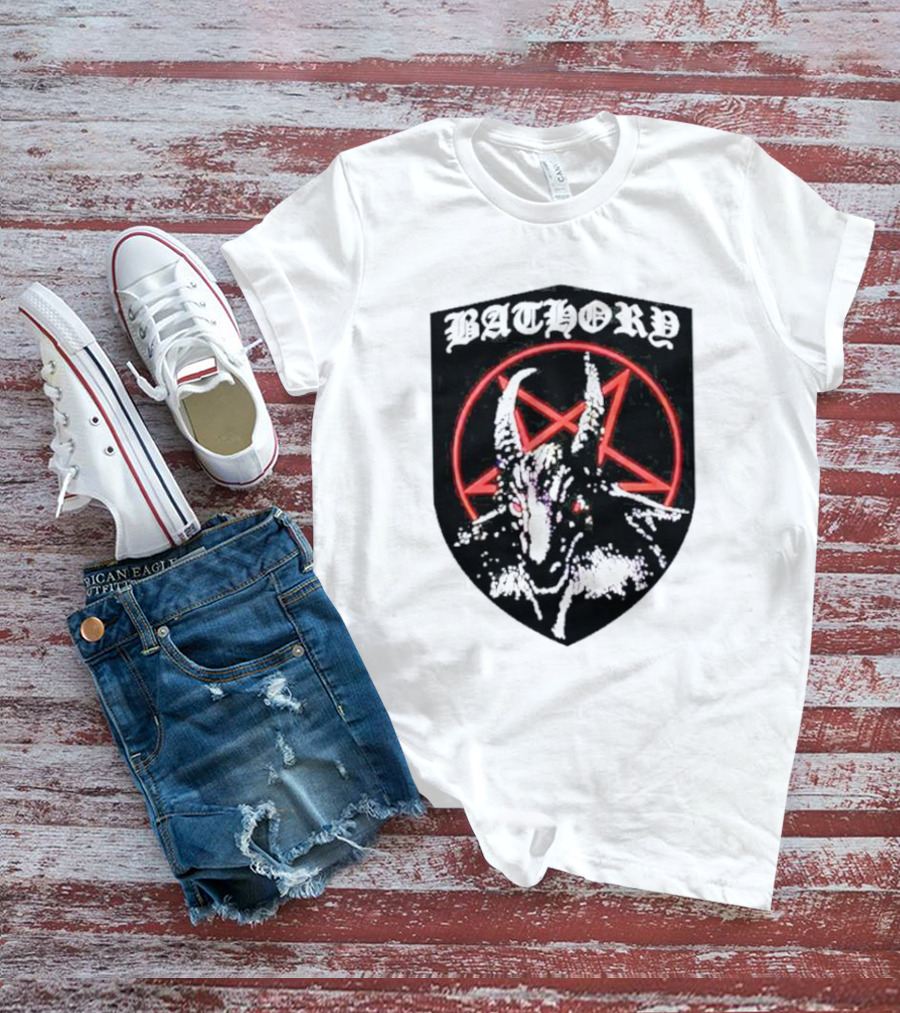 Bathory Pentagram Goat Shield T-Shirt
