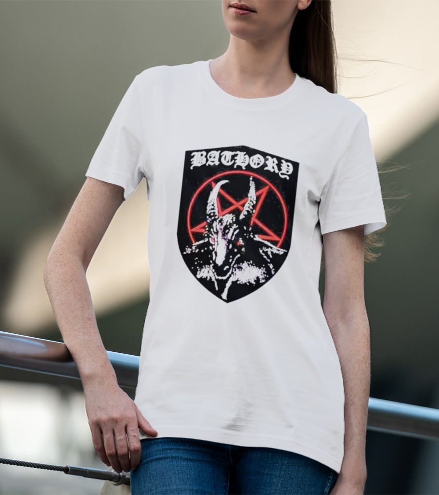 Bathory Pentagram Goat Shield T-Shirt