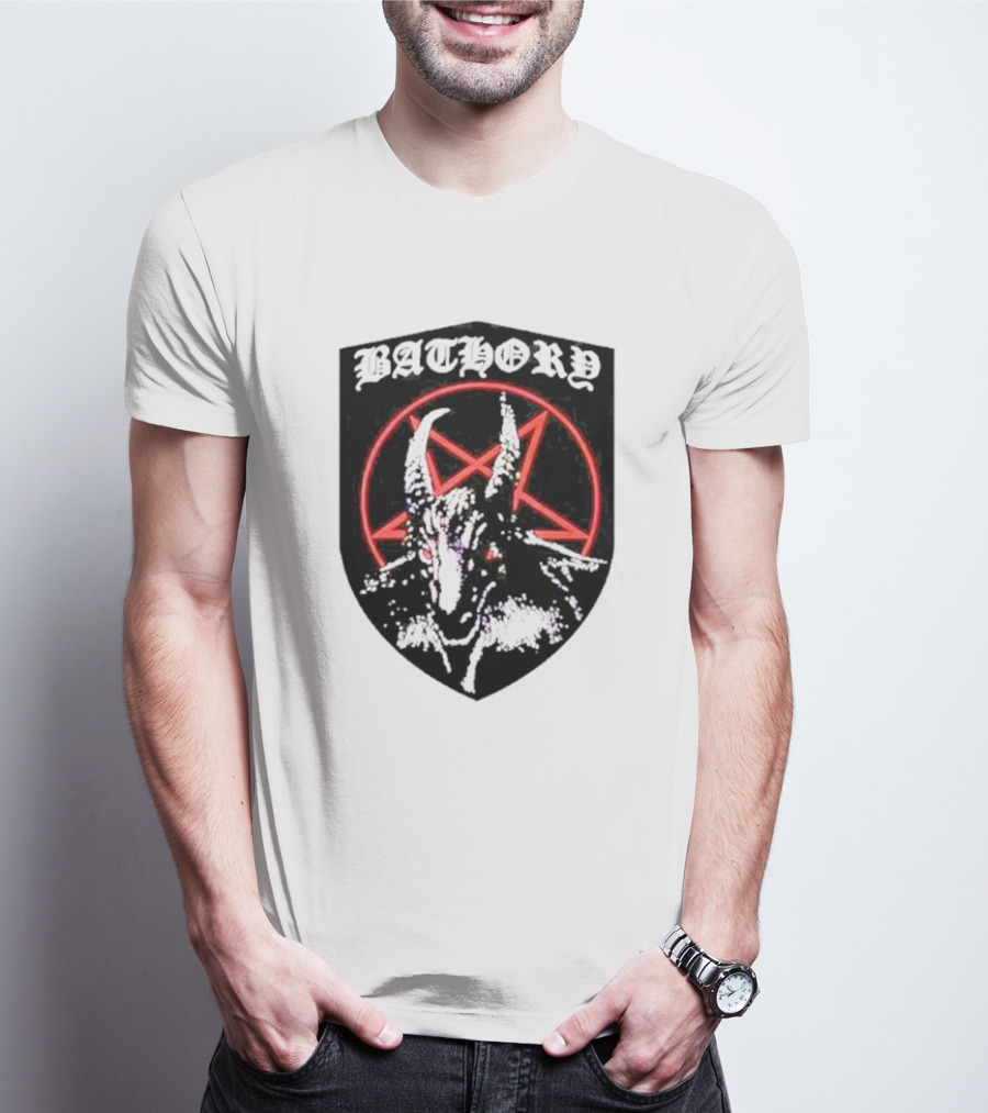 Bathory Pentagram Goat Shield T-Shirt