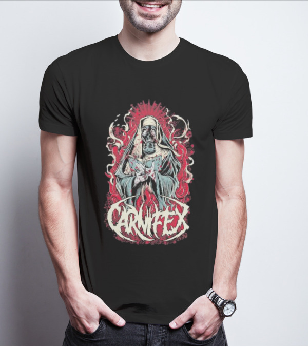 Carnifex Sister Rot Gas Mask Nun With Red Aura T-Shirt