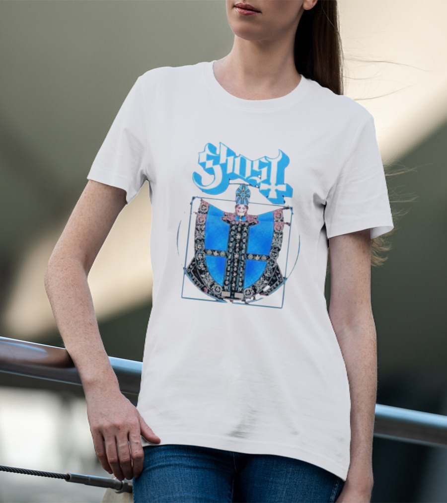 Ghost Vitruvian Skeleton Pope T-Shirt