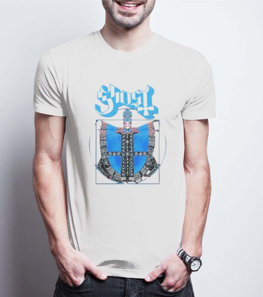 Ghost Vitruvian Skeleton Pope T-Shirt