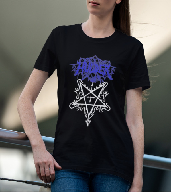 Hulder Pentagram Symbol With Decorative White Inverted Star And Blue T-Shirt