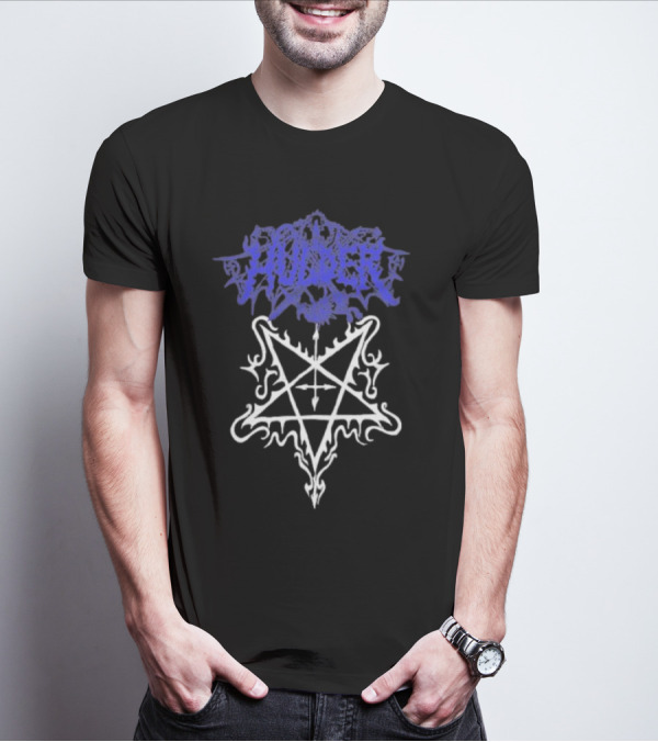 Hulder Pentagram Symbol With Decorative White Inverted Star And Blue T-Shirt