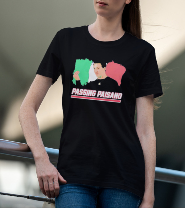 Passing Paisano Italian Gesture Flag Background T-Shirt