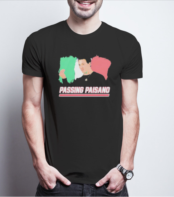 Passing Paisano Italian Gesture Flag Background T-Shirt