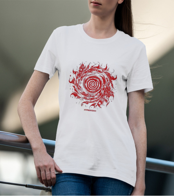 Vortex Flocked Invincible Fire Spiral T-Shirt