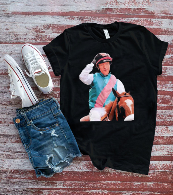 Frankie Dettori Cartoon Jockey Horse Racing Themed Image T-Shirt