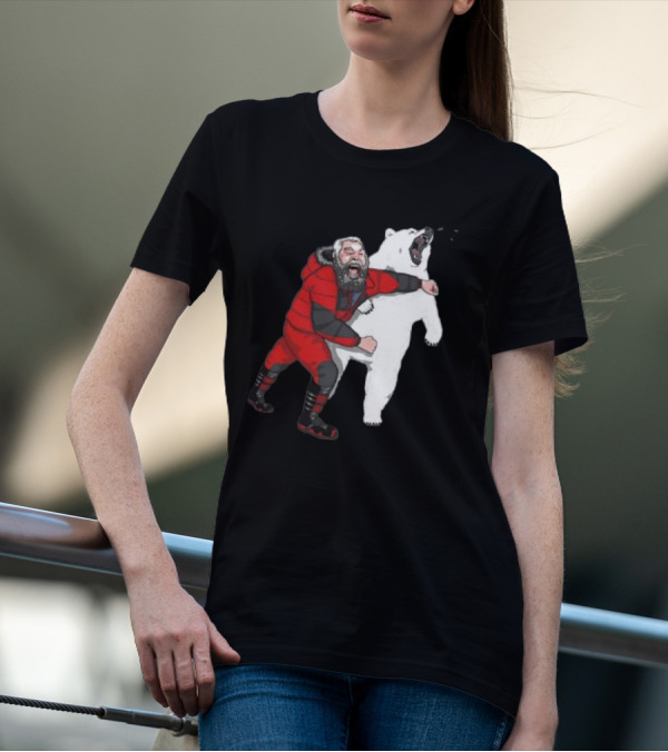 Blessed Bear Fighter Polar Punching Scene T-Shirt