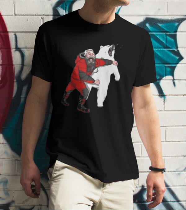 Blessed Bear Fighter Polar Punching Scene T-Shirt