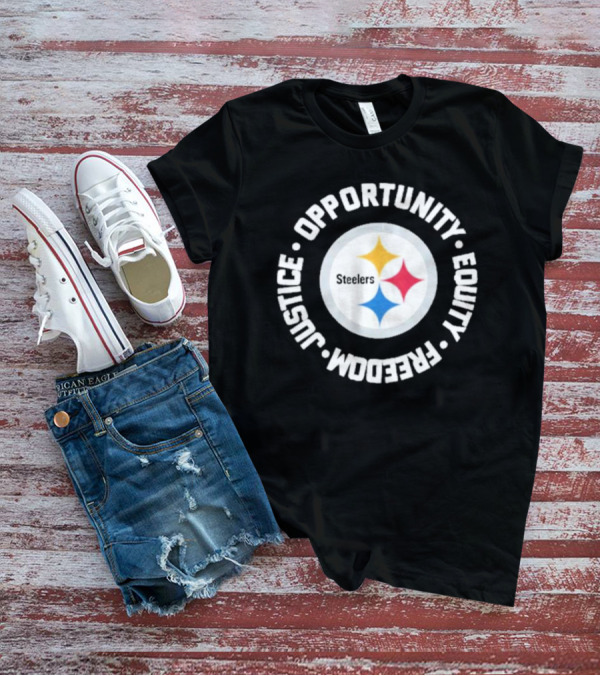 Pittsburgh Steelers Justice Opportunity Equity Freedom Circular Star T-Shirt
