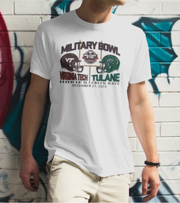 Military Bowl Virginia Tech Vs Tulane December 27 Duel Helmets College Football Game T-Shirt