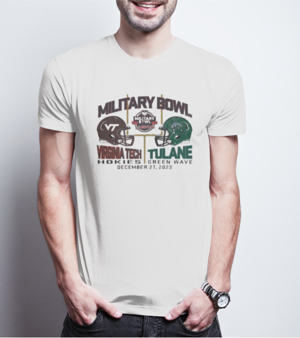 Military Bowl Virginia Tech Vs Tulane December 27 Duel Helmets College Football Game T-Shirt
