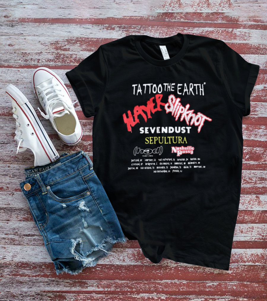 Tattoo The Earth 2000 Slayer Slipknot Sevendust Sepultura Tour T-Shirt