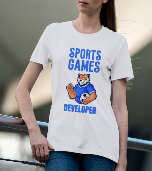Sports Games Developer Tiger Holding Soccer Ball T-Shirt
