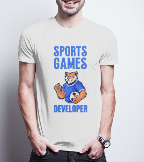Sports Games Developer Tiger Holding Soccer Ball T-Shirt