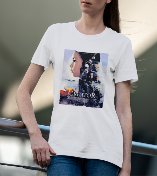 The Creator Movie Poster Design With Characters And Sci-Fi Elements T-Shirt