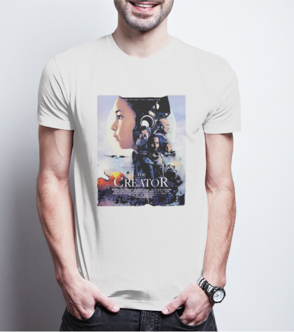 The Creator Movie Poster Design With Characters And Sci-Fi Elements T-Shirt