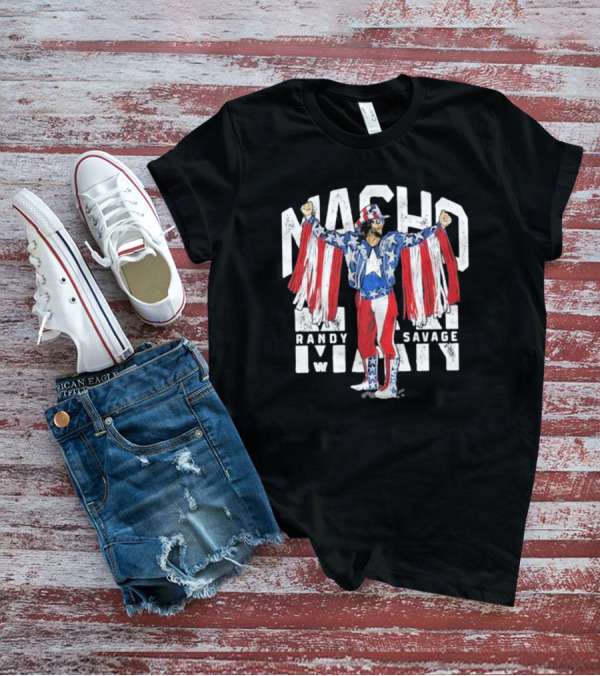 Macho Man Randy Savage Stars And Stripes 500 Level Patriotic Pose T-Shirt