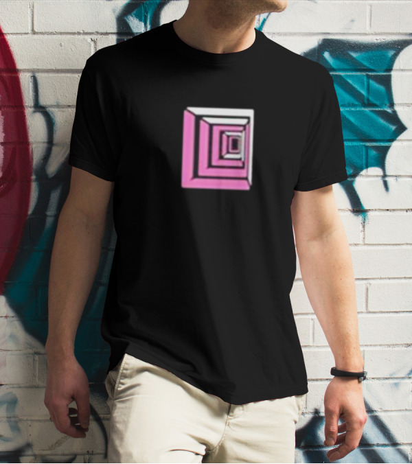 Shoplucid Pink Geometric Square Optical Illusion T-Shirt