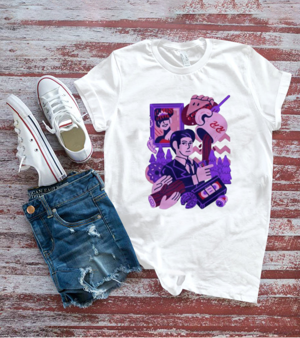 Theyetee Meanwhile Twin Peaks Agent Cooper Coffee Donuts Log VCR T-Shirt