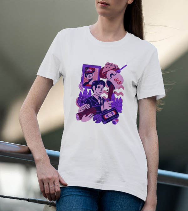 Theyetee Meanwhile Twin Peaks Agent Cooper Coffee Donuts Log VCR T-Shirt