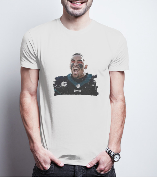 Quality Jalen Hurts Unleashed Fangs Out Eagles Football Action T-Shirt