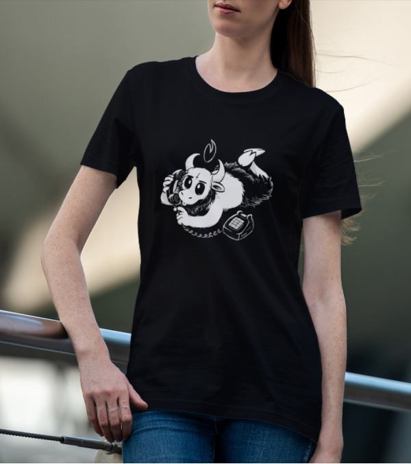 Belzebubs Satan Calls Gothic Cartoon Sheep On Phone T-Shirt