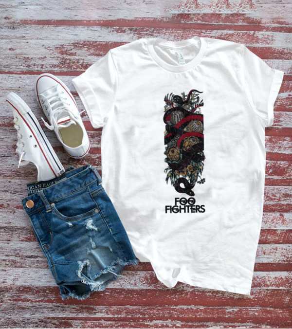 Foo Fighters Floral And Snake Imagery Dark T-Shirt