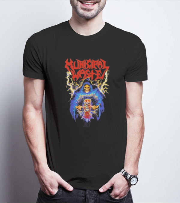 Municipal Waste Wet Willy Grim Reaper Electric Skull T-Shirt