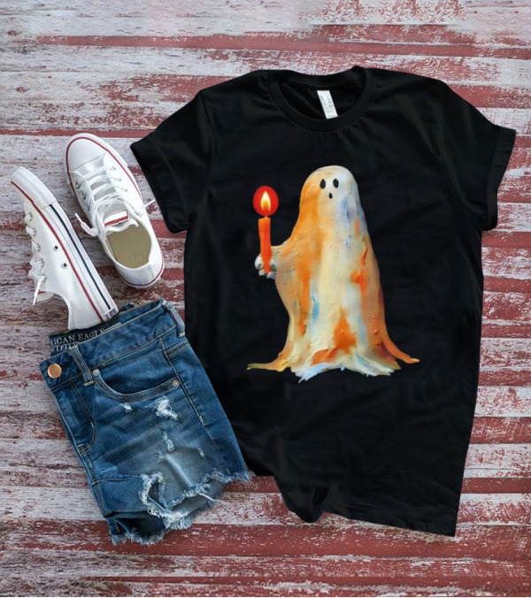 Quality Halloween Candle Holding Ghost T-Shirt