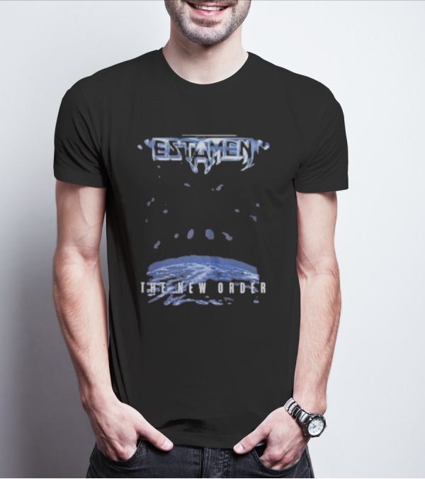Testament The New Order Album Cover Art Blue Earth And Liquid Drops T-Shirt