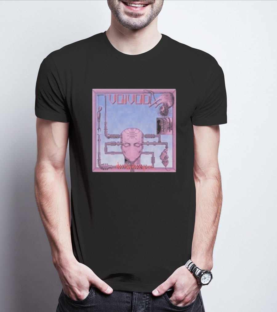 Voivod Nothingface Album Art With Cybernetic Face And Mechanical Elements T-Shirt