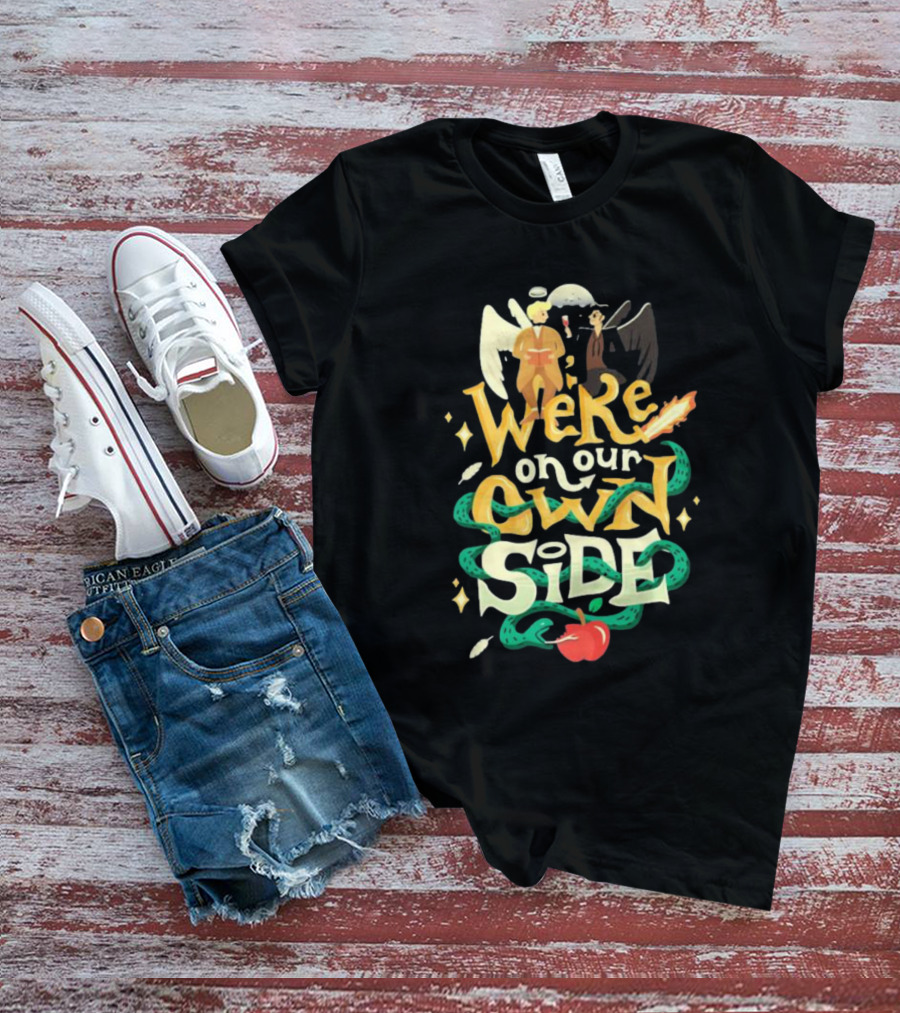 We're On Our Own Side Angel Demon Apple Serpent T-Shirt