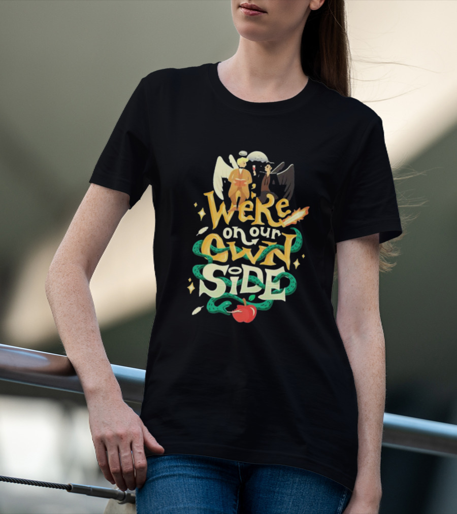 We're On Our Own Side Angel Demon Apple Serpent T-Shirt