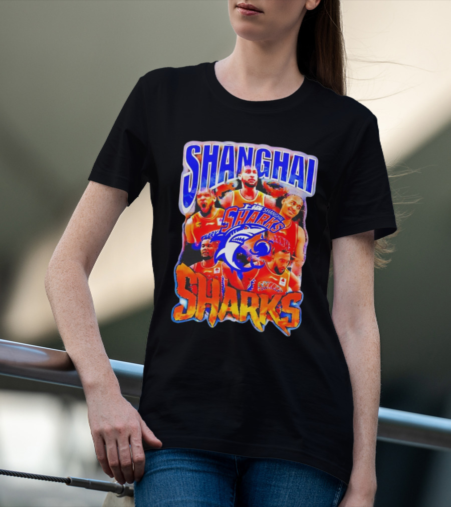Shanghai Sharks Basketball Team Players Collage T-Shirt