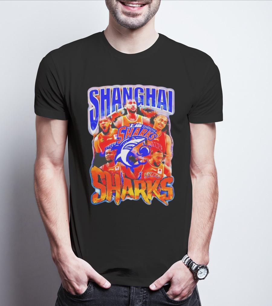 Shanghai Sharks Basketball Team Players Collage T-Shirt