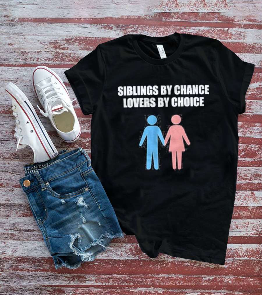 Siblings By Chance Lovers By Choice Blue Pink Stick Figures Friendship Unity T-Shirt