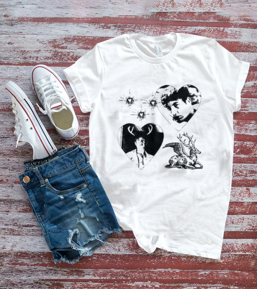 Mustardyardpress Store Oliver Hearts Deer And Faces T-Shirt