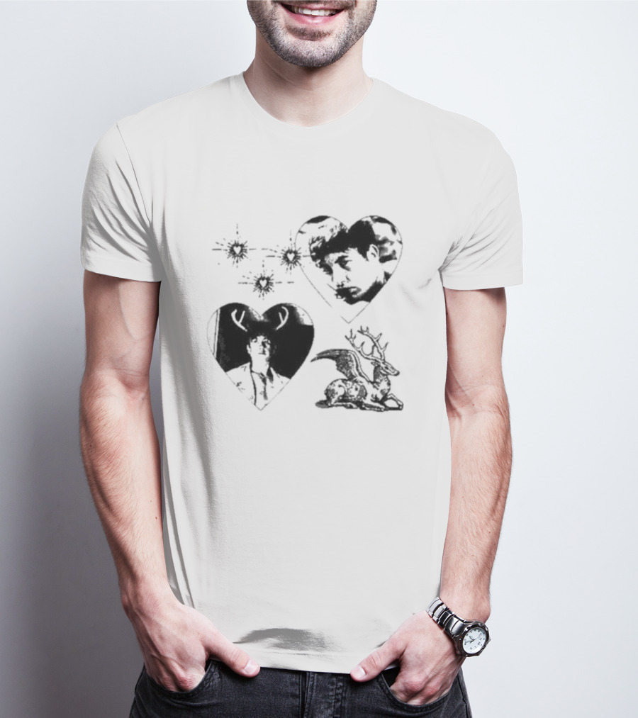 Mustardyardpress Store Oliver Hearts Deer And Faces T-Shirt