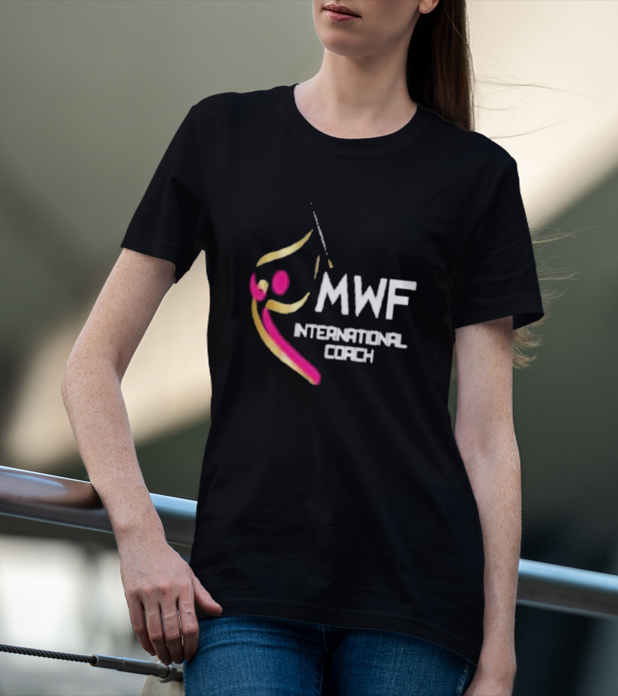 MWF International Coach Logo With Colorful Athletic Figure T-Shirt