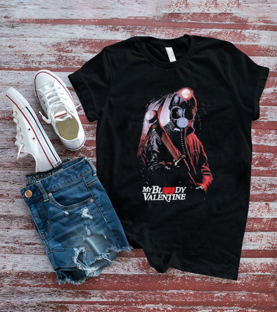 My Bloody Valentine Horror Gas Mask Miner Pickaxe T-Shirt