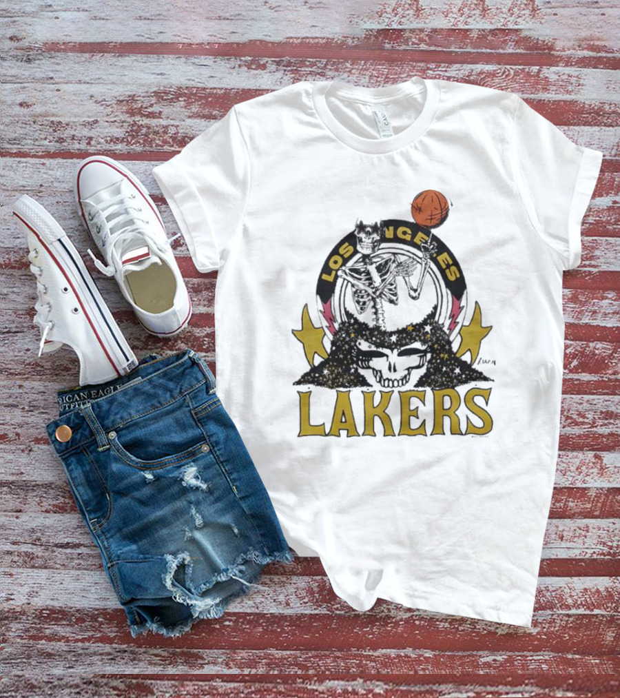 Los Angeles Lakers Grateful Dead Basketball Skull T-Shirt