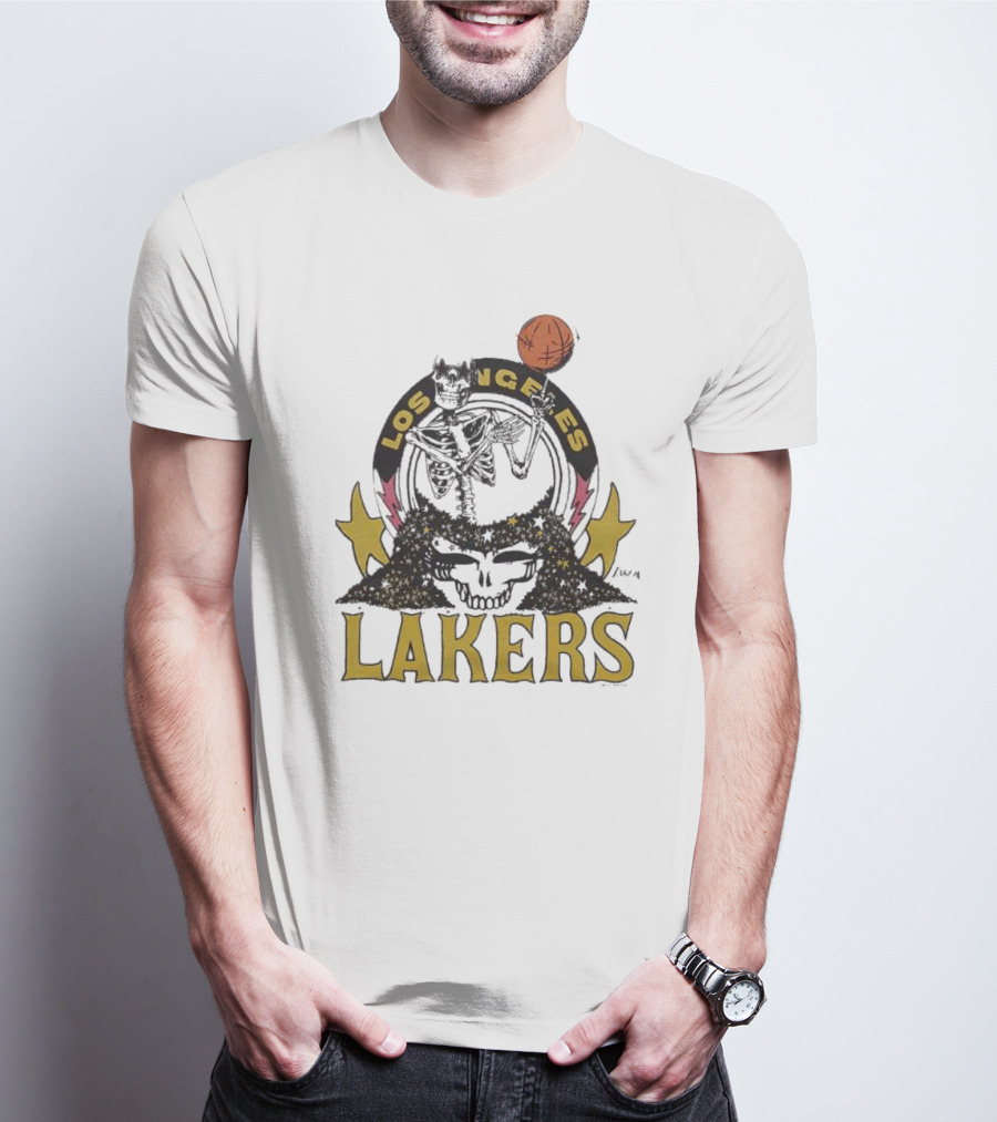 Los Angeles Lakers Grateful Dead Basketball Skull T-Shirt