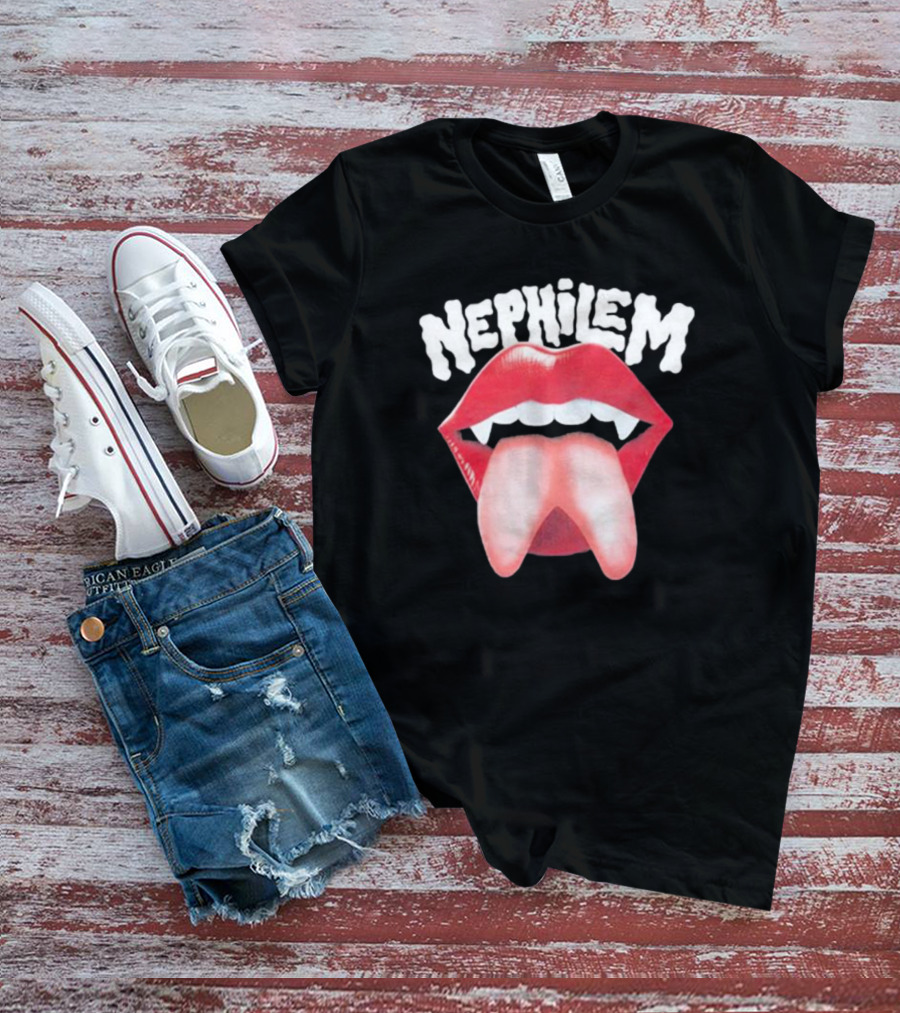 Nephilem Vampire Lips With Fangs And Extended Tongue T-Shirt